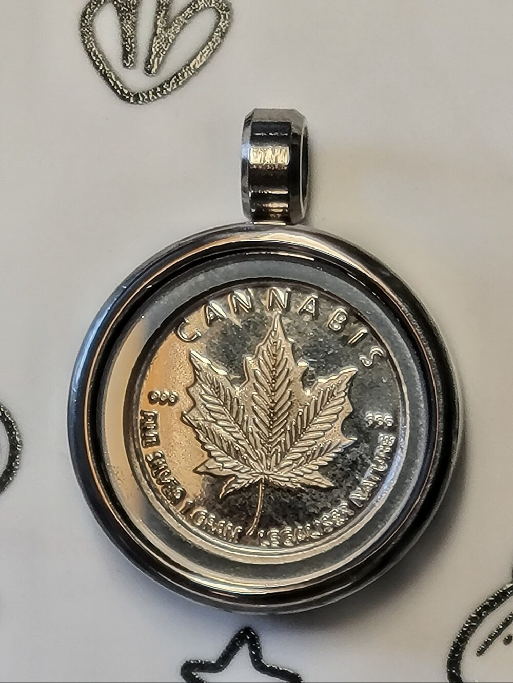 20mm .999 Fine Silver Legalize Nature Pendant - NEW